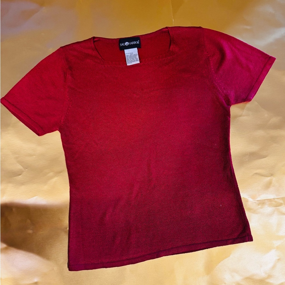 Sag Harbor Red Fitted Short Sleeve T-Shirt